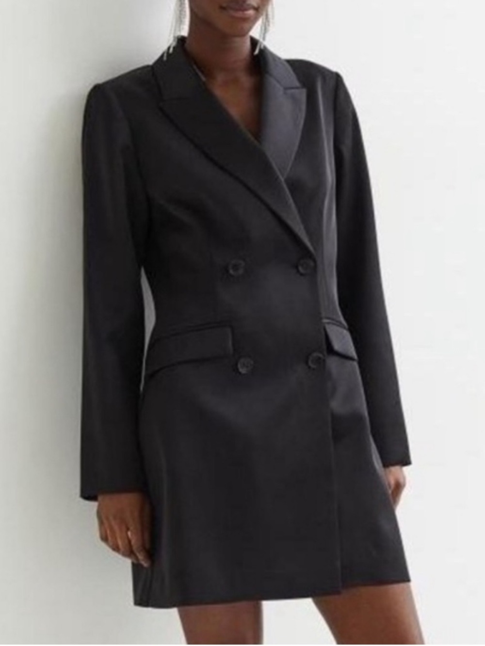 H&M Black Double-Breasted Blazer Dress